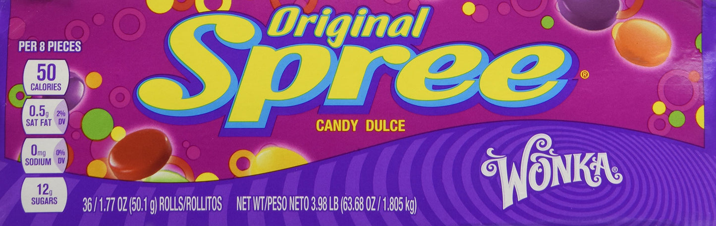 Wonka Spree Original Hard Candy, 1.77 Ounce Rolls (Pack Of 36)