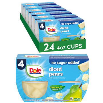 Dole Fruit Bowls No Sugar Added Snacks, Diced Pears 4oz 24 Cups, Gluten & Dairy Free, Bulk Lunch Snacks for Kids & Adults