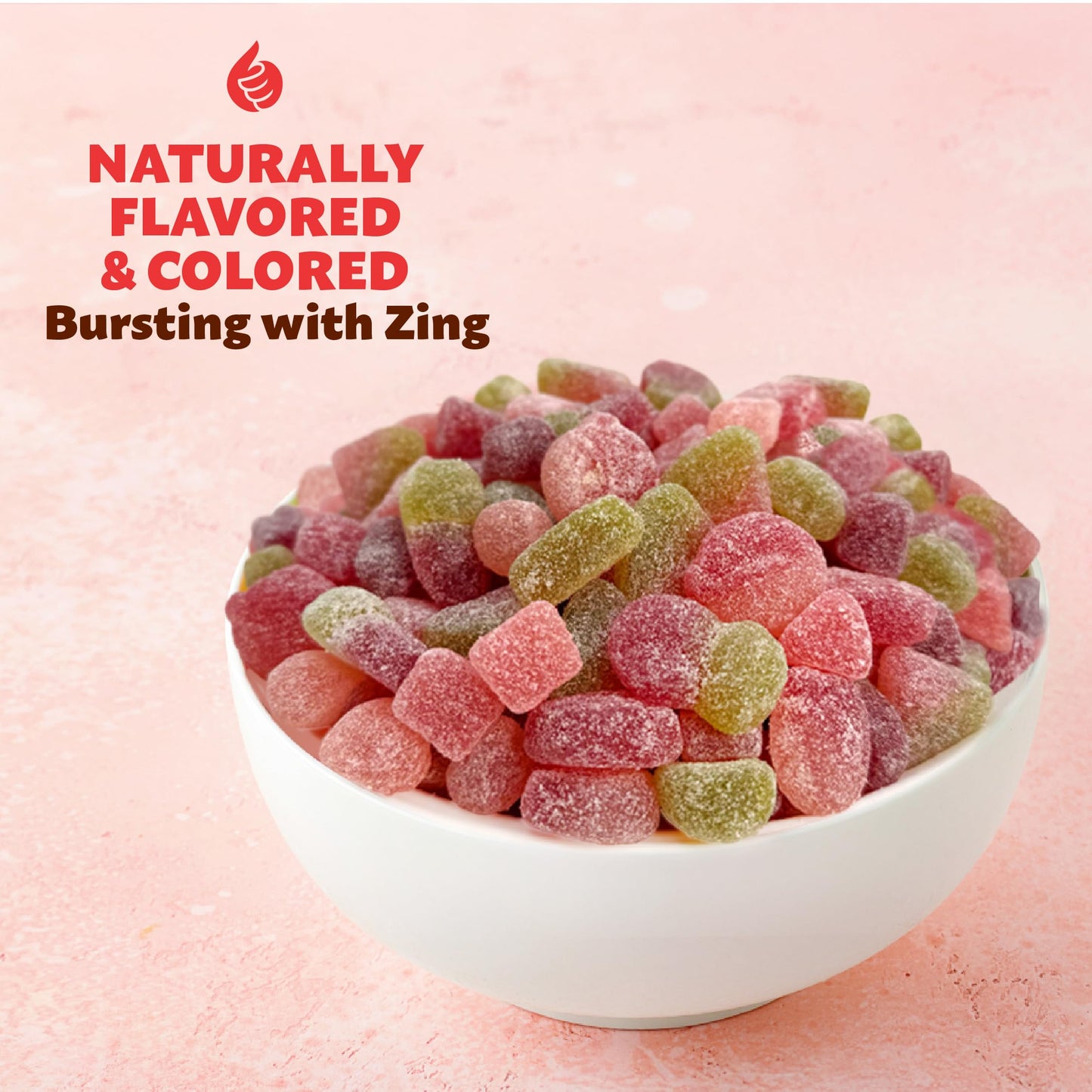 Sour Fruit Jelly Candy Mix | 1 Pound Bag | Vegan Gummies with Real Fruit Puree | Cherry  Watermelon  Peach | Gelatin Free Plant Based Texture | No Artificial Colors or Flavors | Dye Free Candy