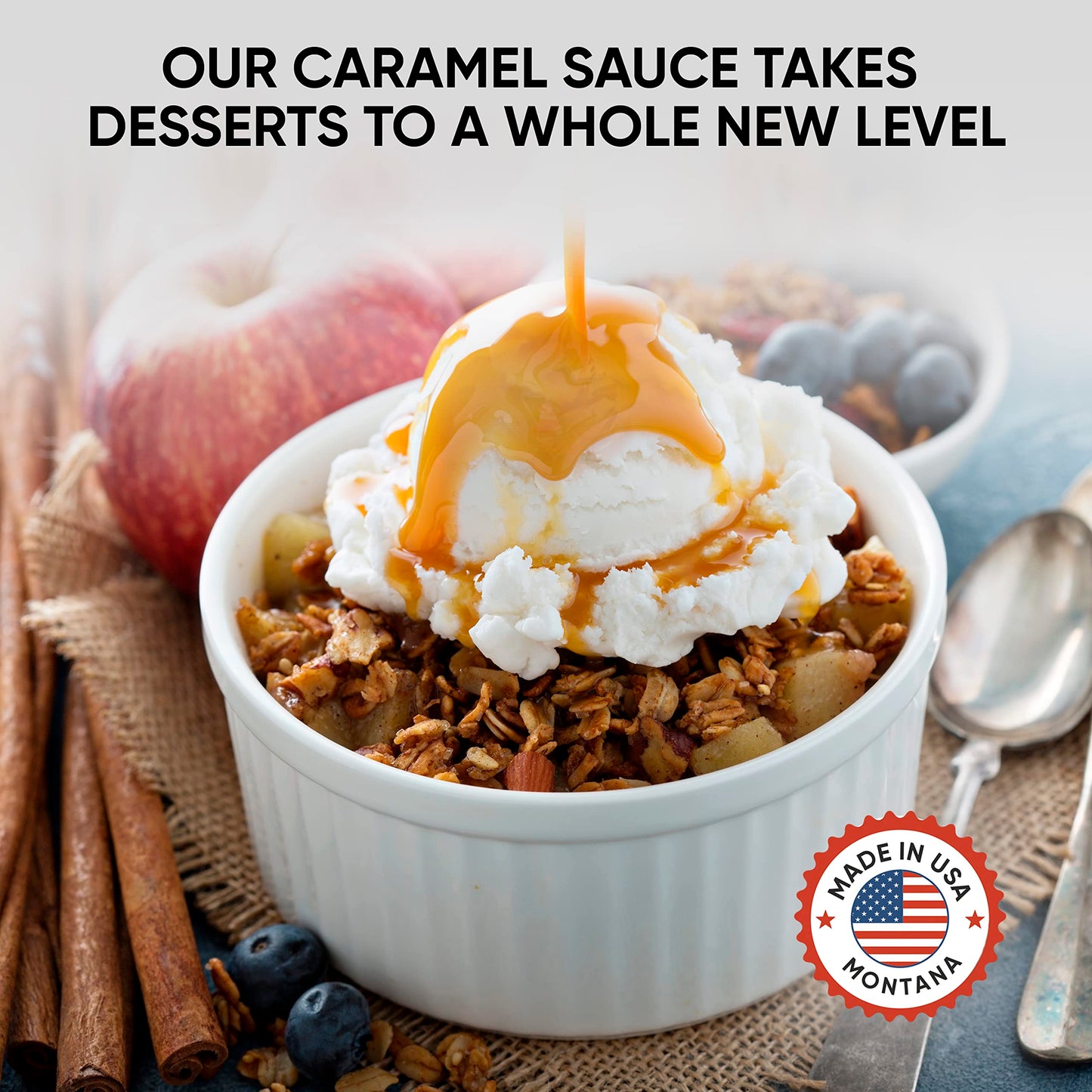 King's Cupboard Cream Caramel Sauce - The Perfect Sauce for Ice Cream, Fruit Dip, Topping Desserts, Caramel Drizzle for Coffee -