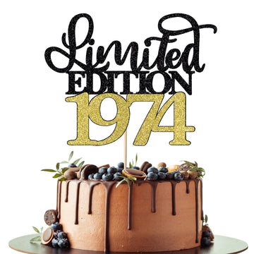 Leetaivie Limited Edition 1974 Cake Topper, Happy 50Th Birthday Cake Topper, Men And Women Cheer 50 Years /50 & Fabulous Cake De