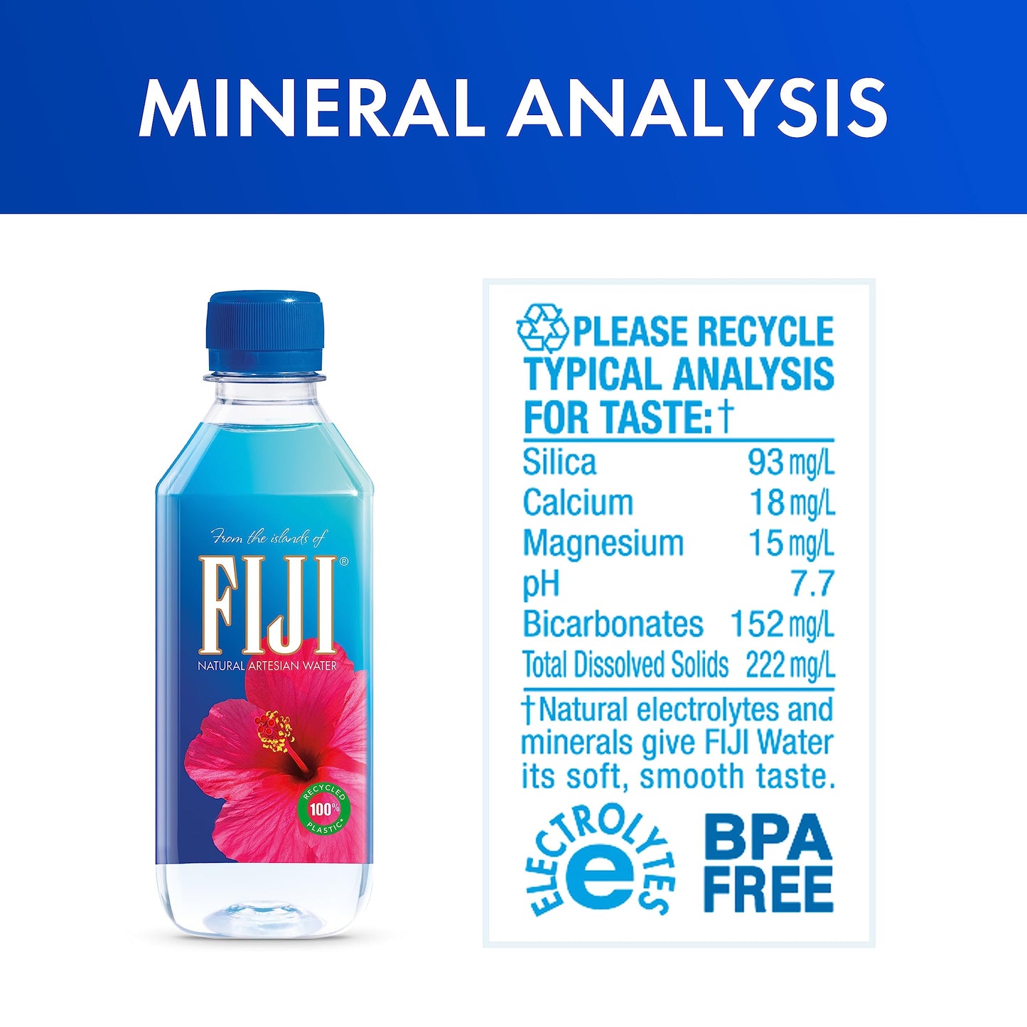 Fiji Natural Artesian Bottled Water 330Ml / 11.15 Fl Ounce (Pack Of 24) - 100% Natural Electrolytes - New