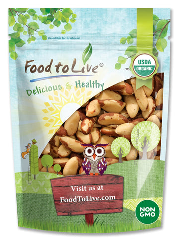 Food to Live - Organic Brazil Nuts, 4 Pounds Non-GMO, Raw, Whole, No Shell, Unsalted, Kosher, Vegan, Keto, Paleo Friendly, Bulk,