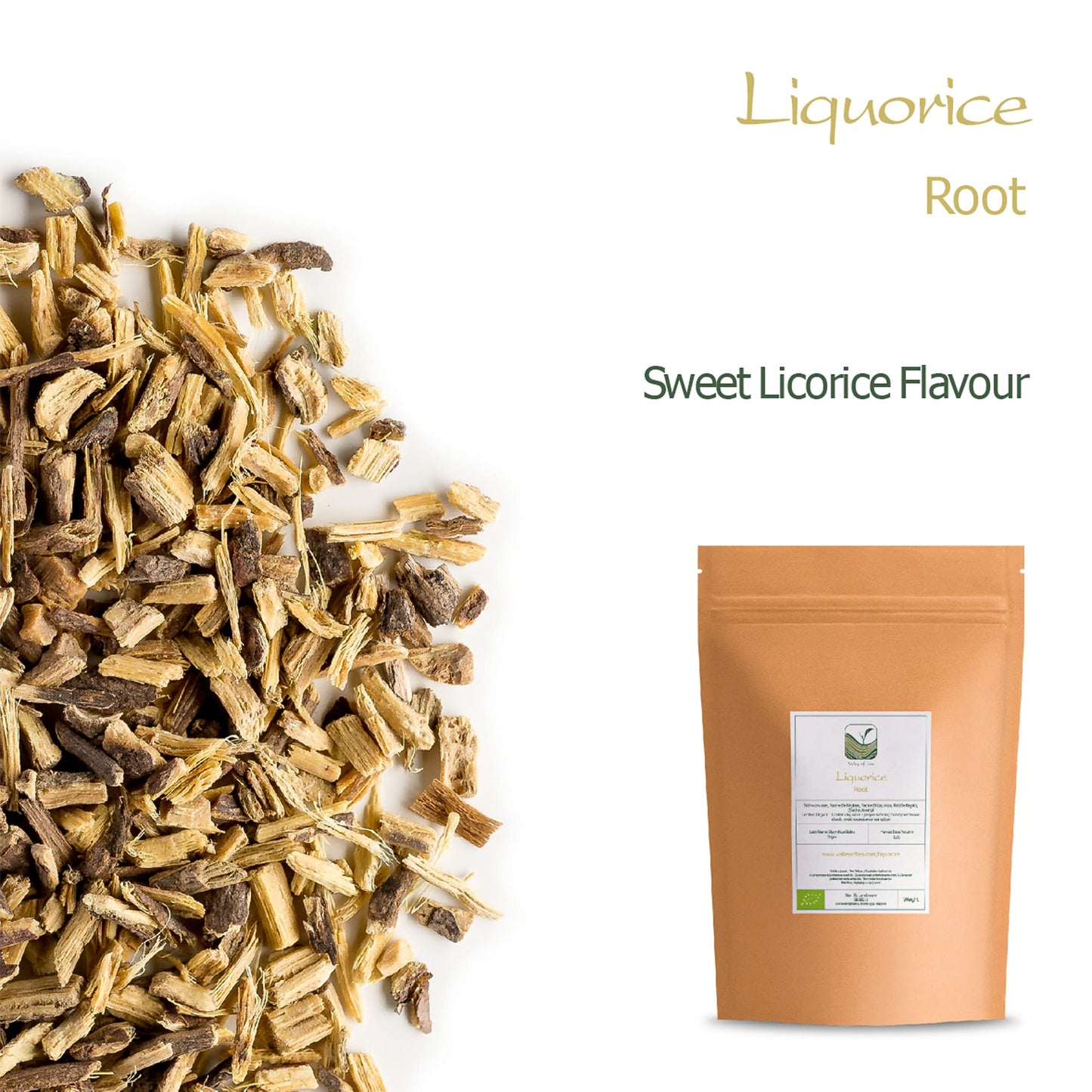 Valley of Tea Organic Liquorice Root Tea - Great Flavoring for Dishes - 200g