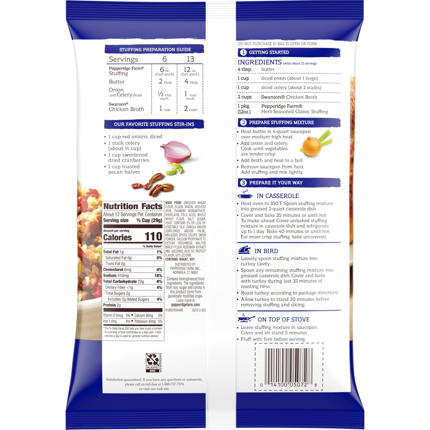 Pepperidge Farm Herb Seasoned Classic Stuffing  12 oz. Bag