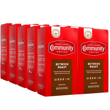 Community Coffee Between Roast 160 Ounces, Medium Dark Roast Ground Coffee, Vacuum Packed 16 Ounce Bag (Pack of 10)