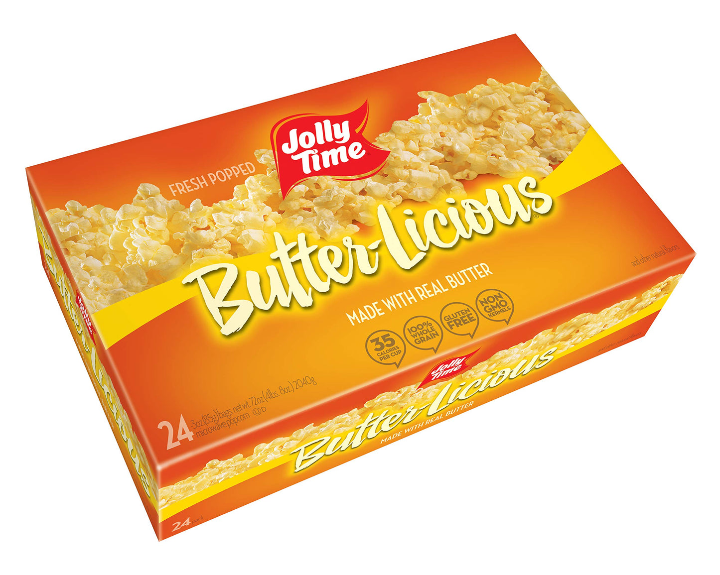 Jolly Time Microwave Popcorn Snack, Butter-Licious Flavor, Gluten Free, 3 Ounce (Pack of 24)