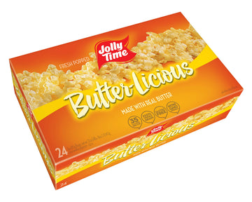 Jolly Time Microwave Popcorn Snack, Butter-Licious Flavor, Gluten Free, 3 Ounce (Pack of 24)