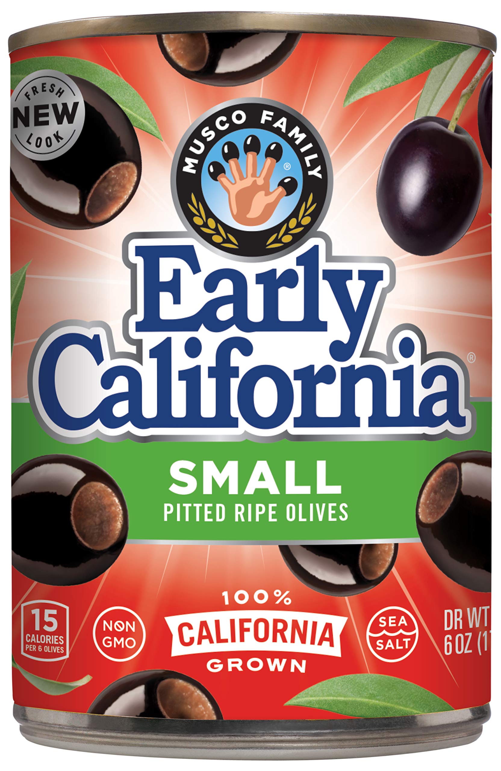 EARLY CALIFORNIA Ripe Pitted Small Black Olives, 6 oz, Pack of 12 Cans