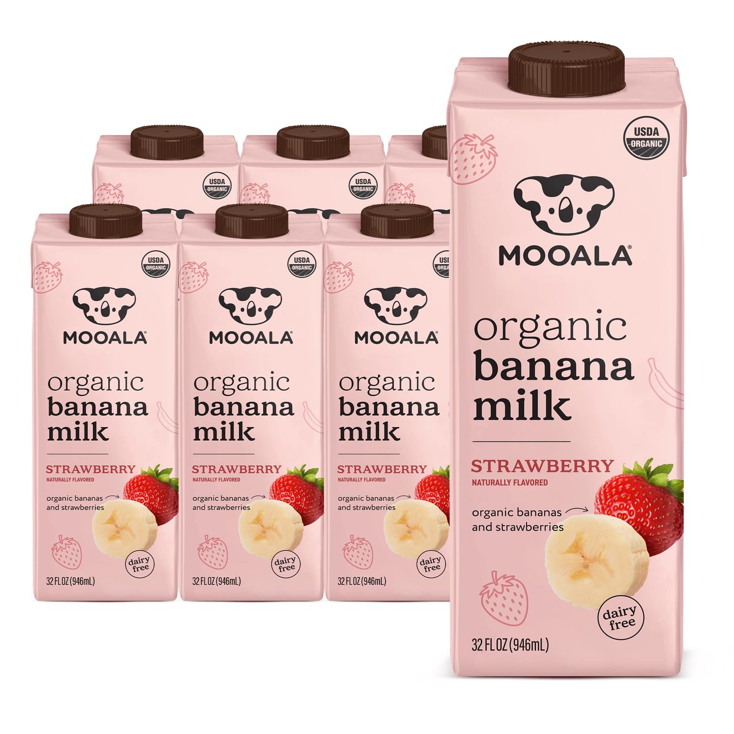 Mooala - Organic Strawberry Bananamilk, 32 fl oz (Pack of 6) - Shelf-Stable, Non-Dairy, Nut-Free, Gluten-Free, Plant-Based Bever