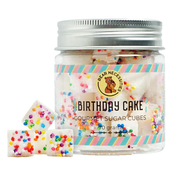 Bear Necessities Gourmet Sugar Cubes - Birthday Cake Flavor Infused Sugar Cubes Handcrafted w/Pure Cane Sugar - Perfect for Tea,
