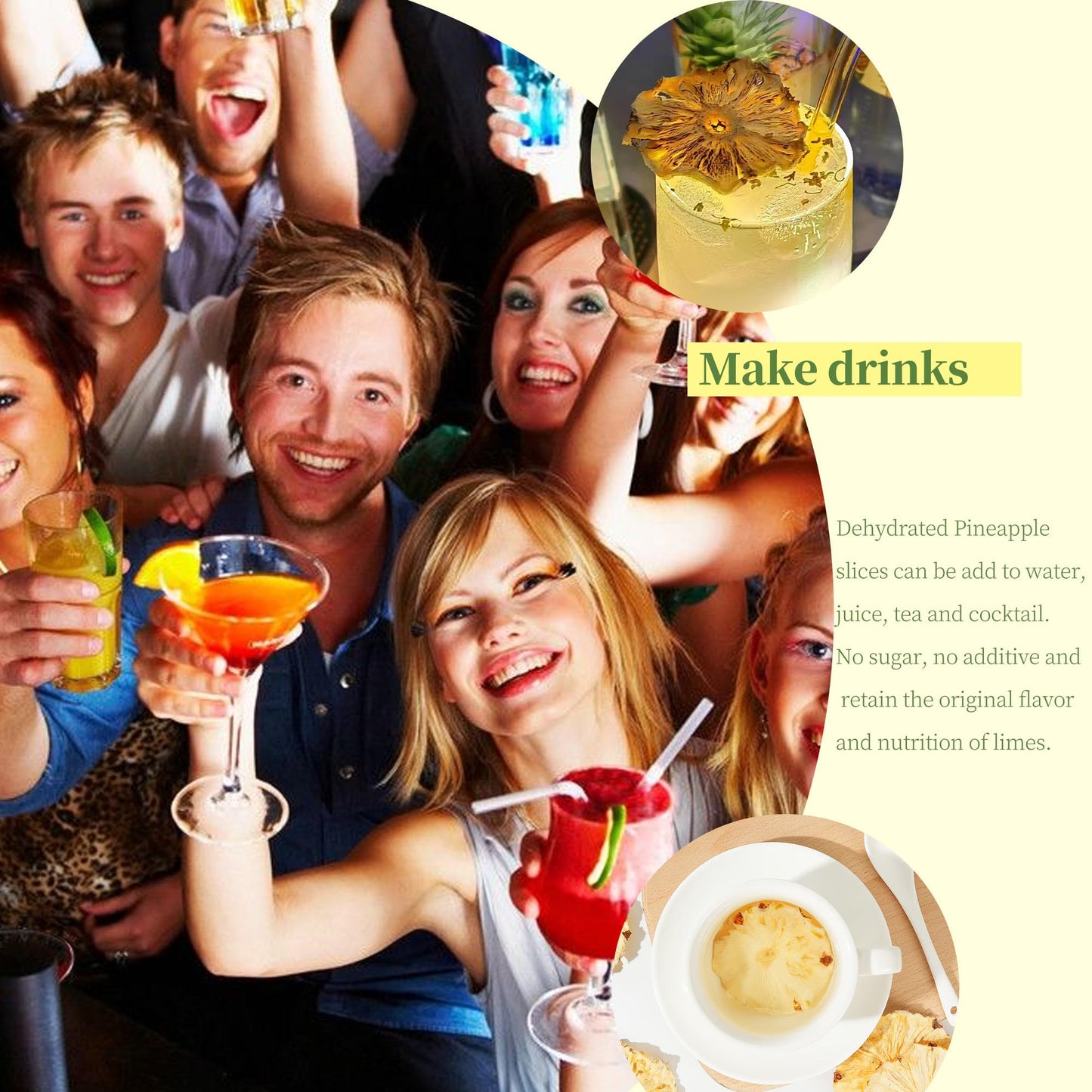 Syveyilla Dried Pineapple Slices - Dehydrated, 250g/8.82oz, 100% Natural, No Additives, Perfect for Cocktails, Baking, and Crafts