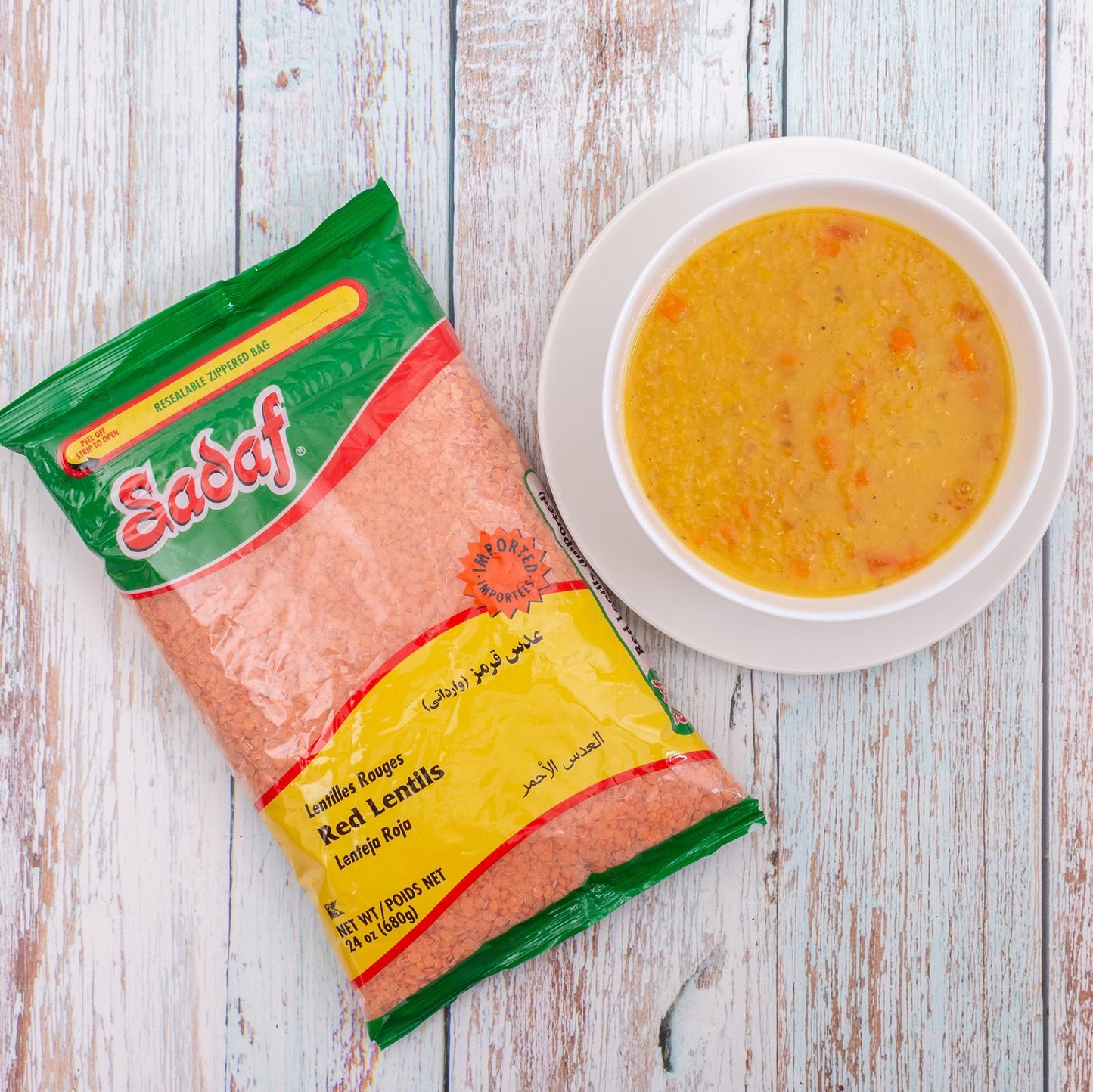 Sadaf Red Lentil Beans, Kosher, 24 Oz, In A Resealable Zipper Bag