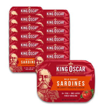 King Oscar Brisling Sardines in Zesty Tomato, 3.75 oz Cans, Pack of 12