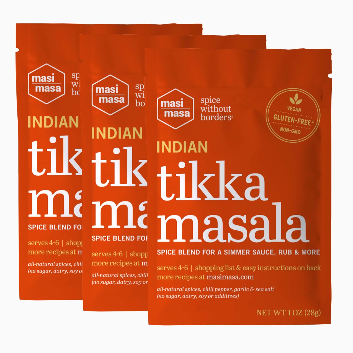 Spice Without Borders MASI MASA Indian Tikka Masala Spice Blend, 3 Pack, Vegan, Gluten-Free, 0.33 Ounce Each