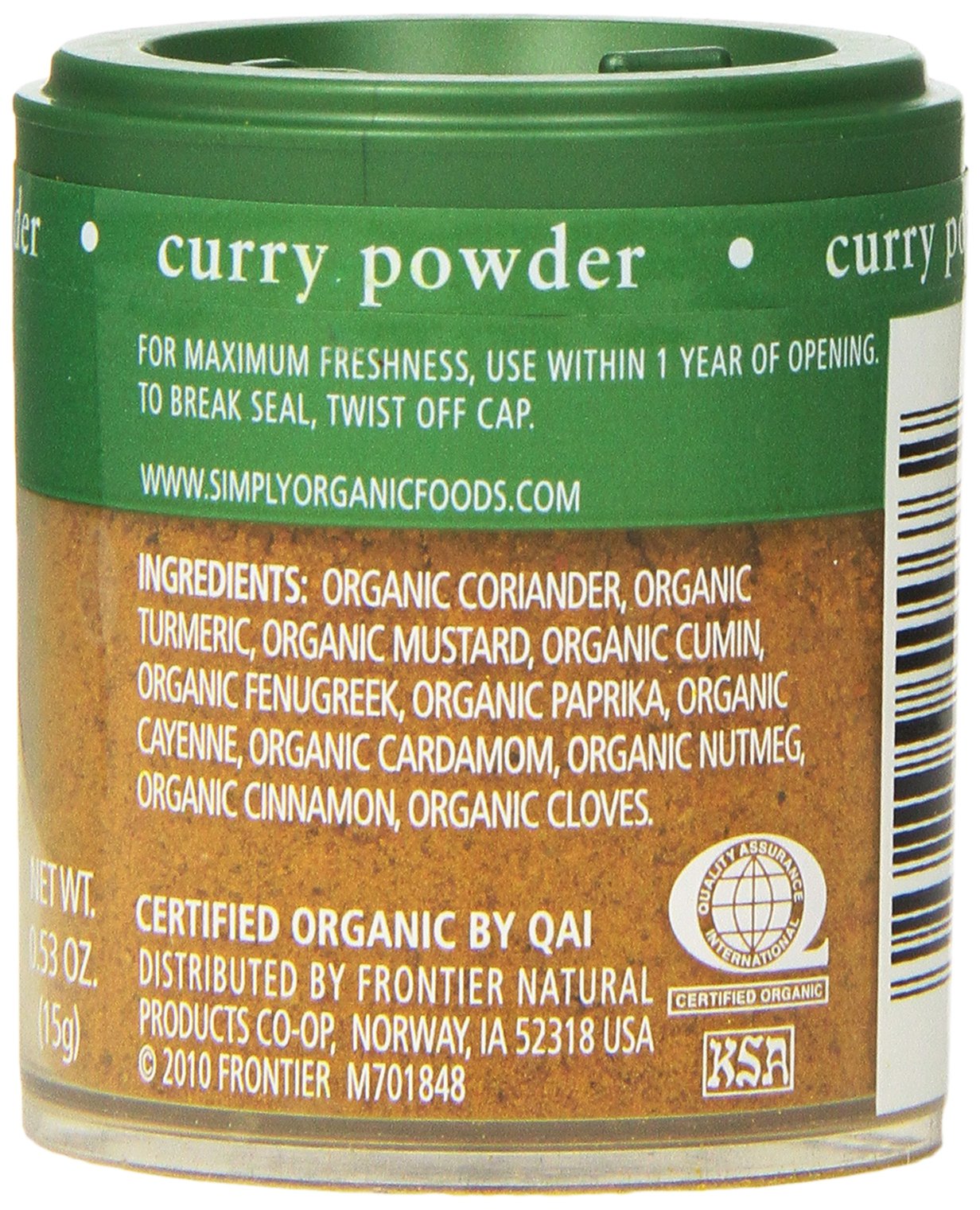 Simply Organic Curry Powder, Certified Organic | 0.53 Oz | Pack Of 6