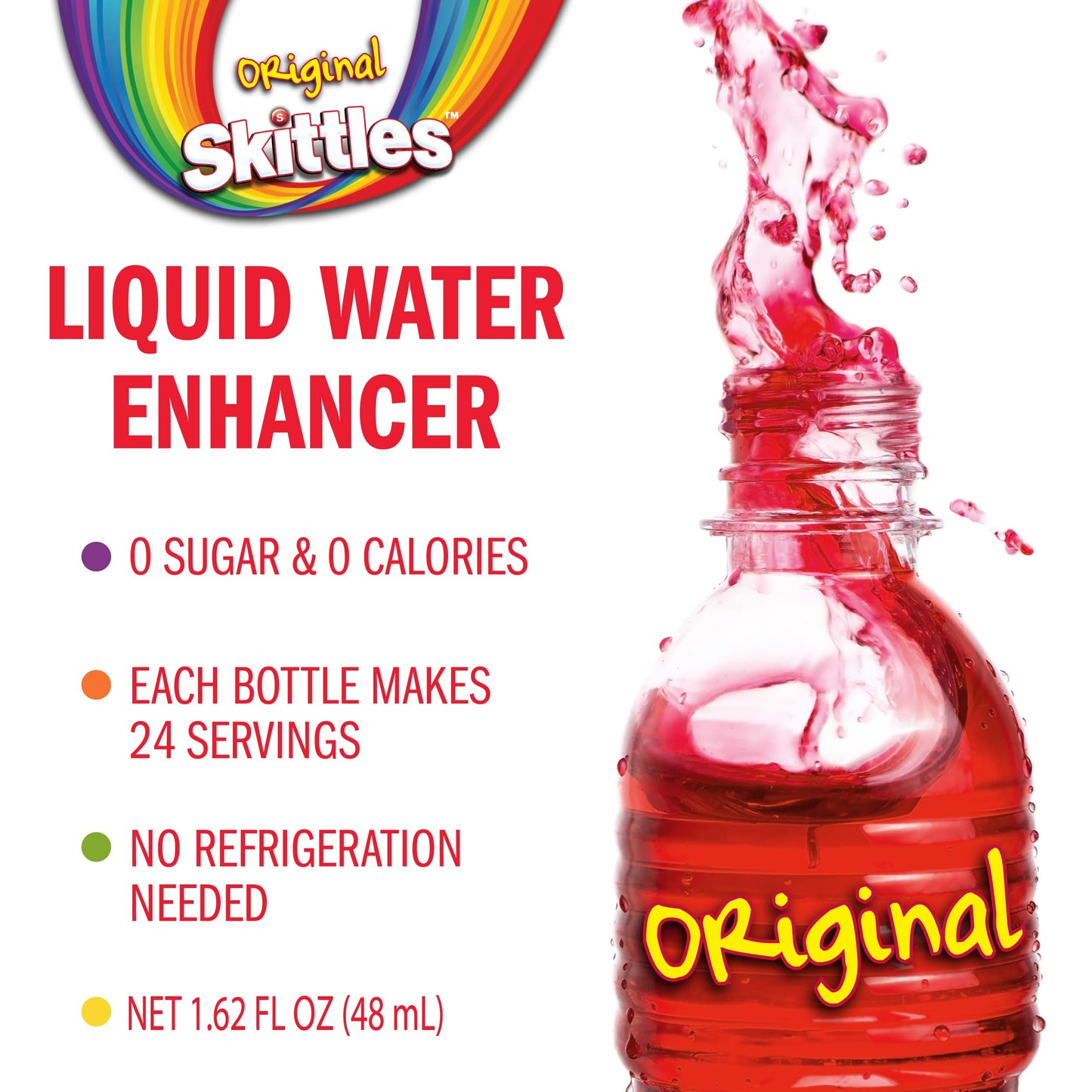 Skittles Singles To Go Liquid Water Enhancer, 1.62 Fl. Oz (1-Pack), Original, Low Calorie, Zero Sugar Drink Enhancer