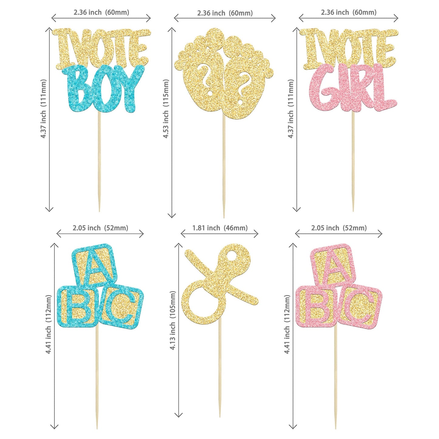24Pcs Boy Or Girl Cupcake Toppers Gender Reveal Cupcake Picks Glitter Baby Shower Cupcake Decorations Vote Boy Or Girl Cake Deco
