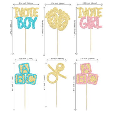 24Pcs Boy Or Girl Cupcake Toppers Gender Reveal Cupcake Picks Glitter Baby Shower Cupcake Decorations Vote Boy Or Girl Cake Deco