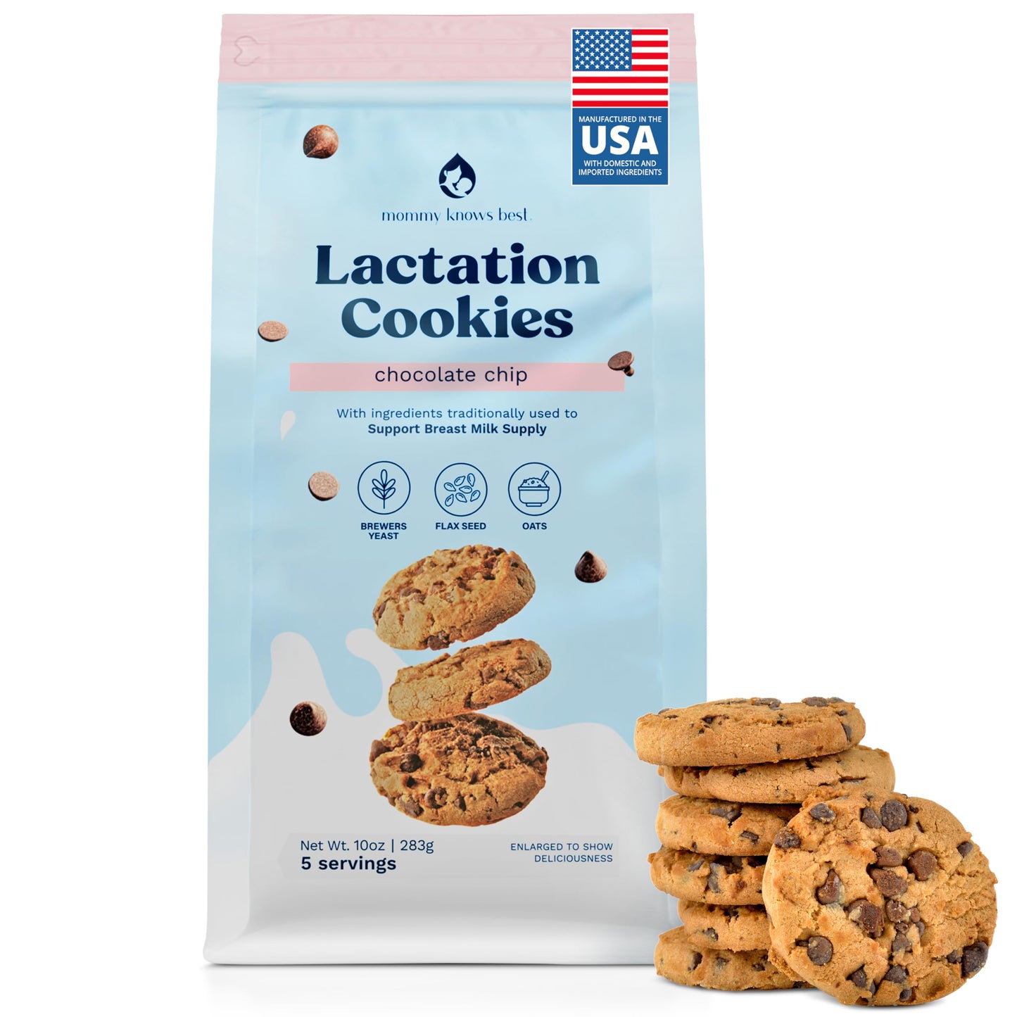 Lactation Cookies Breastfeeding Nutrition Product - Chocolate Chip - Support Mothers Breast Milk Supply Increase - With Malt-Inspired Yeast Powder, Oat Flour, And Flax For Lactation - Fenugreek Free - 10Oz
