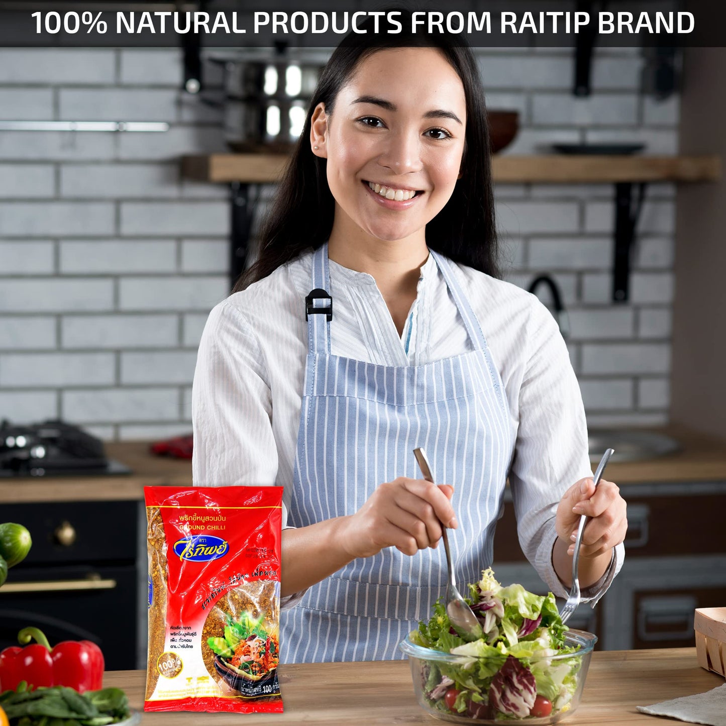 Raitip Ground Chilli for Thai Cuisine, 100 Gram (2.99 Ounce), Model P-001