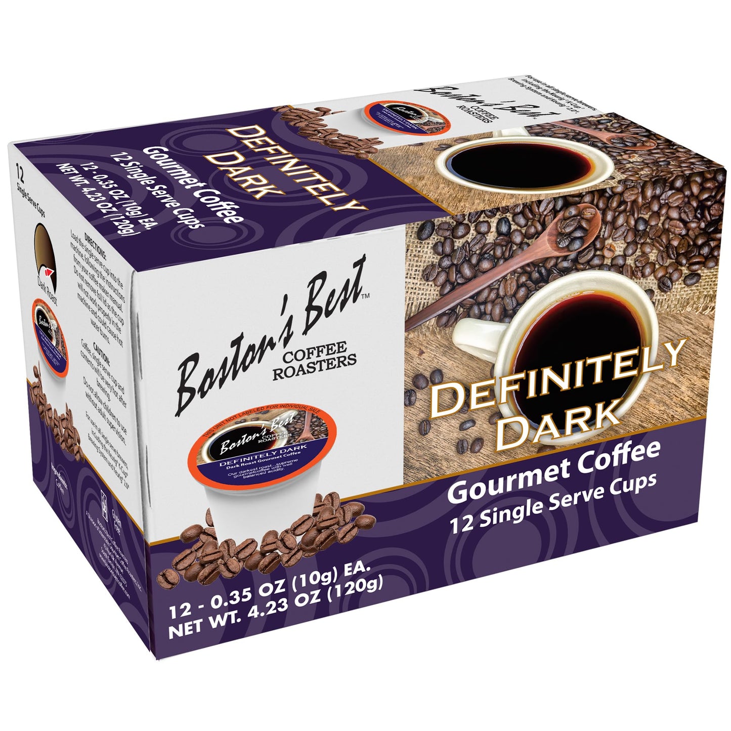 Bostons Best Coffee Dark Roast Coffee, Bold & Rich, Compatible with Keurig, 12 Single Serve Cups, Pack of 1