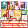 Midi International Snack Box | Premium Exotic Foreign Snacks | Unique Snack Food Gifts Included | Orange Nebula Space Theme | Ca