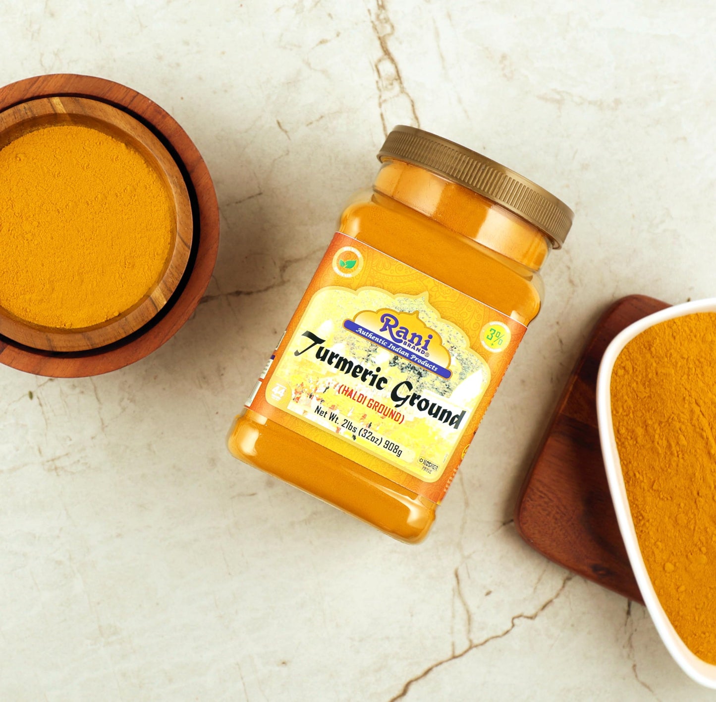 Rani Turmeric (Haldi) Root Powder Spice, (High Curcumin Content) 32Oz (2Lbs) 908G Bulk Pet Jar, Pack Of 12 ~ All Natural | 100%