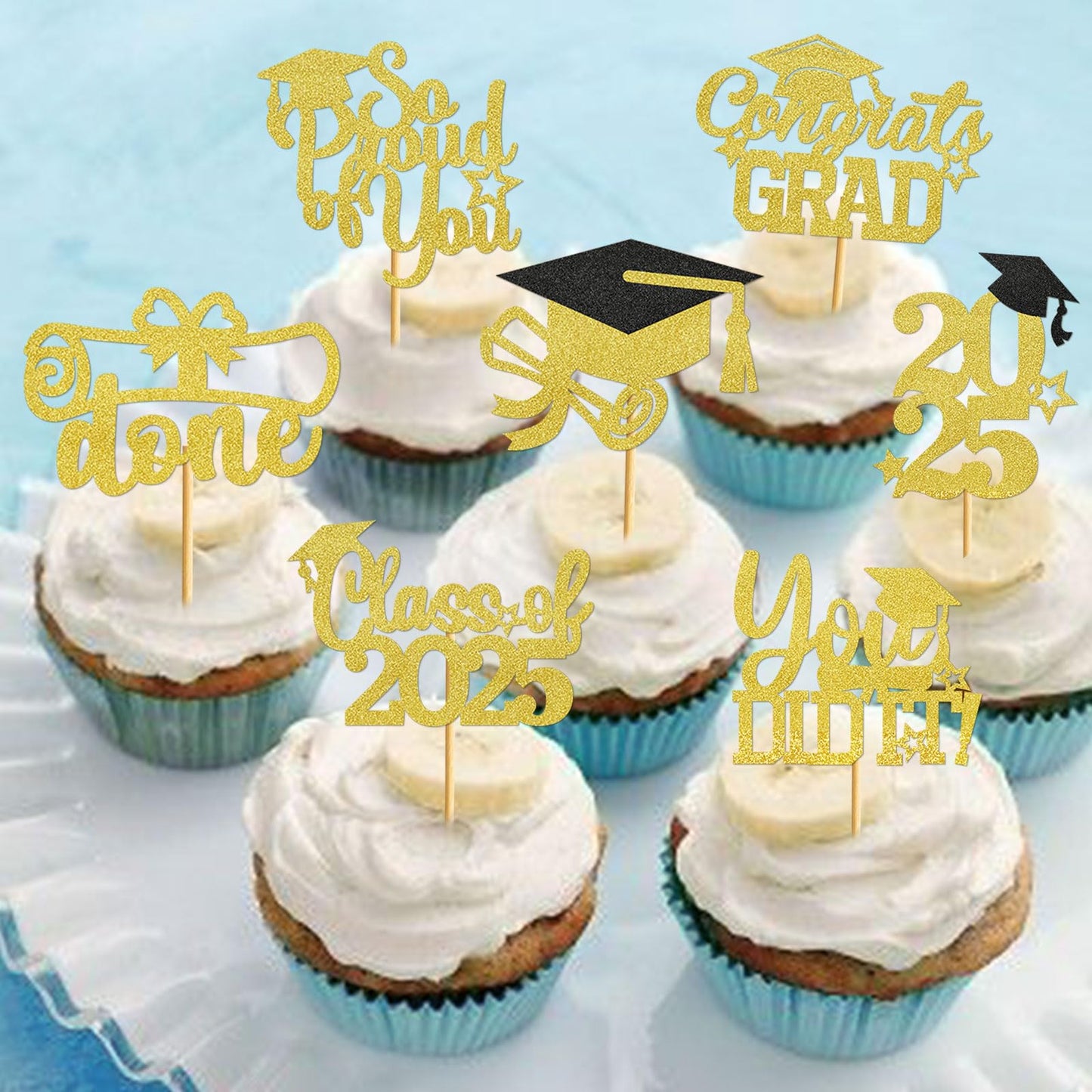 40Pcs Graduation Cupcake Toppers 2025 Graduation Decorations Class Of 2025 Cupcake Toppers 2025 Congrats Grad Cupcake Topper Con