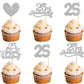 ZHUOWEISM 24 PCS Cupcake Toppers Glitter Heart 25th Anniversary Cake Decorations Design 1 Paper