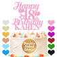 EDSG Happy Birthday Cake Topper Personalized Double-Sided Glitter Custom Gifts Any Age & Name Baby Pink