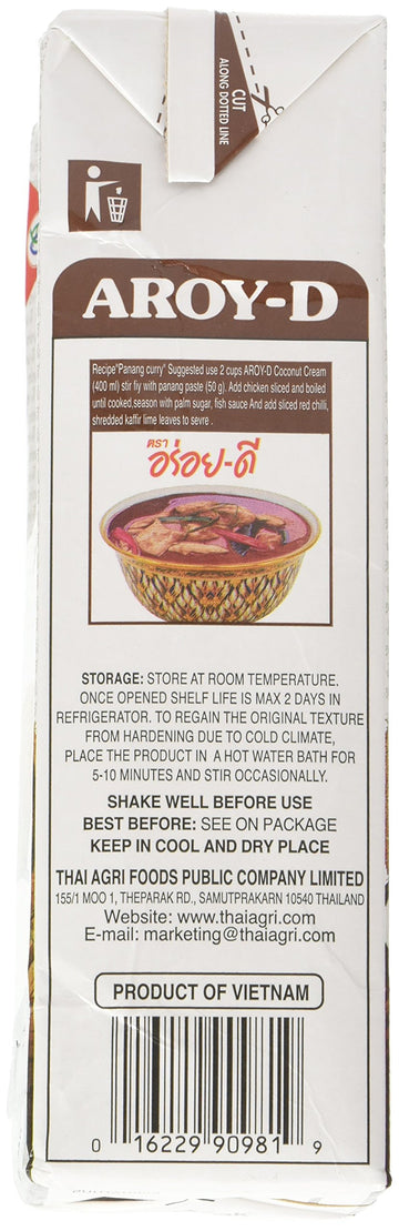 Aroy-D Pure Coconut Cream, 33.8 Fluid Ounce (Pack of 3)