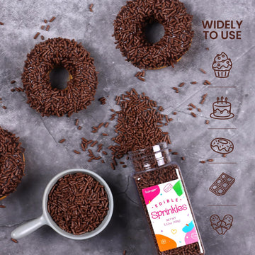 Chocolate Sprinkles For Cake Decorating, Chocolate Jimmies Sprinkles, 3.52Oz Edible Sprinkles For Cupcake Toppers Ice Cream Cook