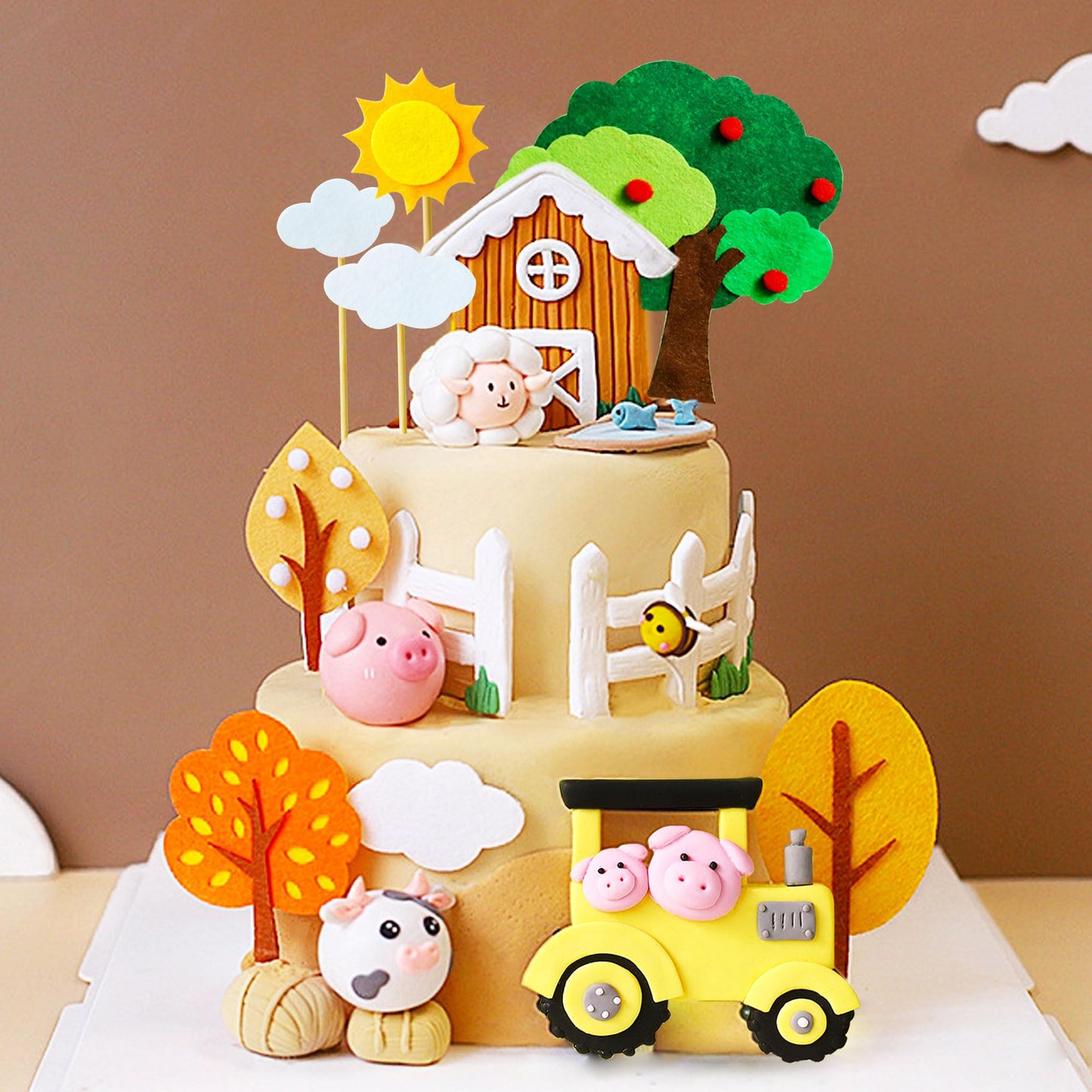 Jevenis Farm Animal Cake Decoration Sheep Cake Topper Farm Animal Birthday Decoration Cow Cake Decoration Pig Cake Topper For Fa