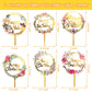 6 Pieces Happy Birthday Cake Toppers Gold Flower Acrylic Cake Toppers Acrylic Cupcake Topper For Various Birthday Party Annivers