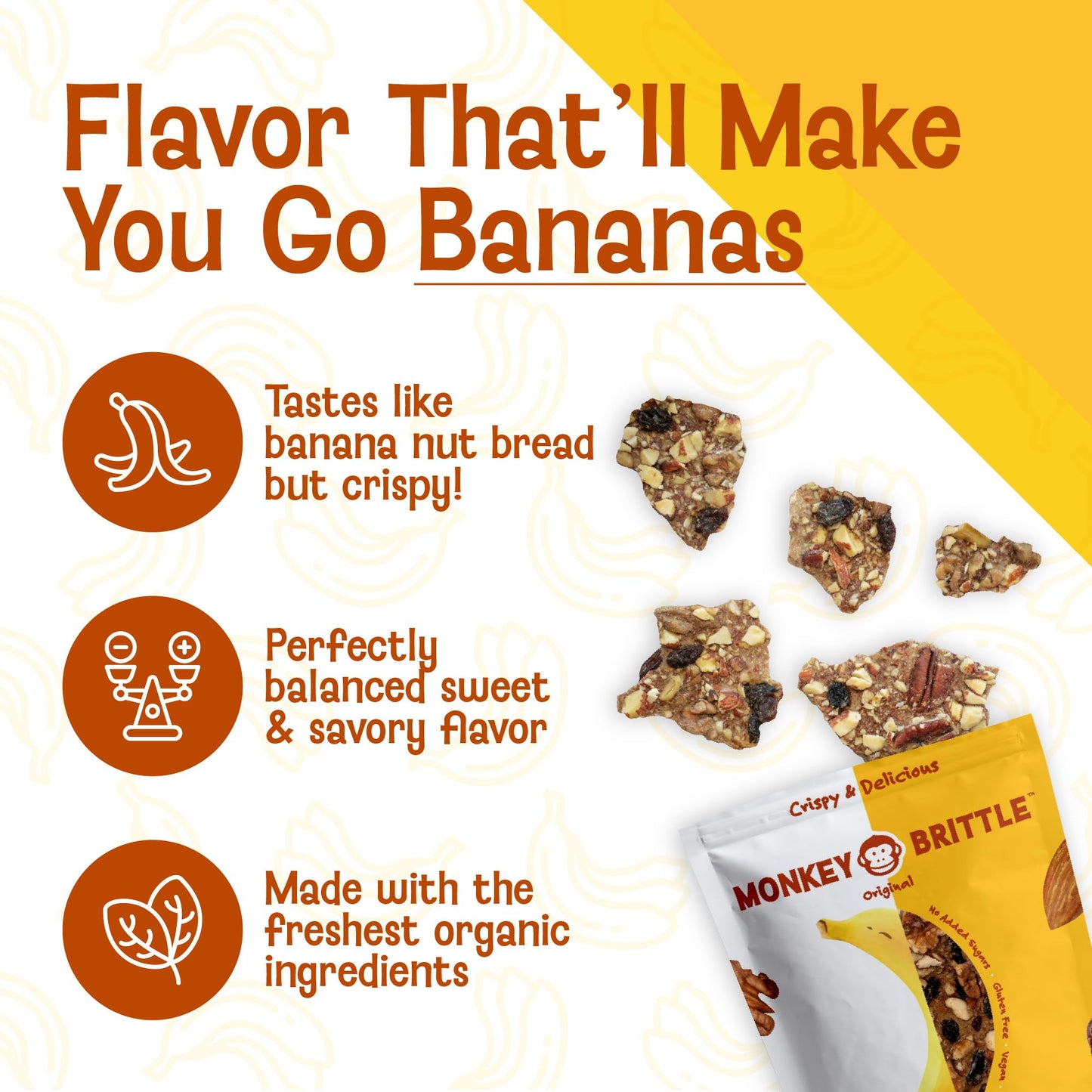 Monkey Brittle Vegan & Gluten-Free Snacks, Crispy Plant-Based  , 2 Ounce (Pack of 12)