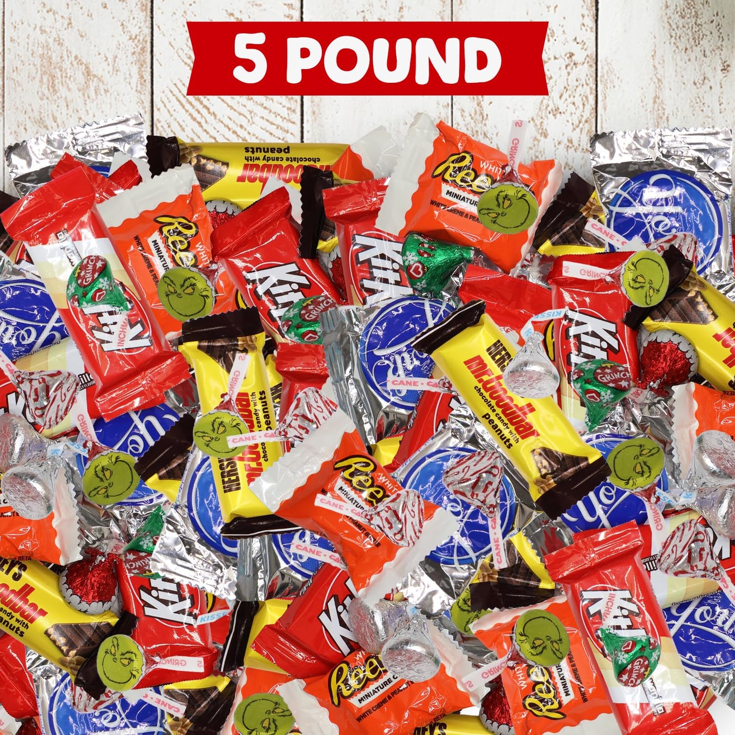 Bulk Christmas Chocolate Candy Variety Pack - 5 Pound Bag of Individually Wrapped Assorted Milk Chocolate Candies for Trick or T