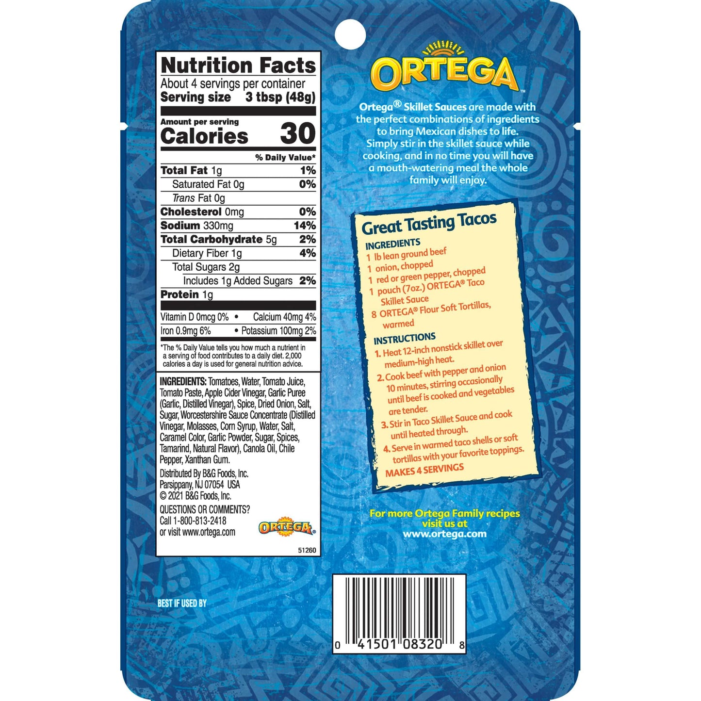 Ortega Taco Skillet Sauce, 7 Ounce
