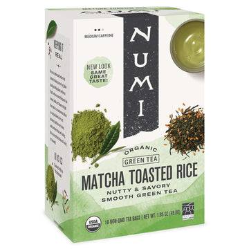 Numi Organic Tea Matcha Toasted Rice, 18 Count (Pack Of 3) Box Of Tea Bags, Green Tea (Packaging May Vary)