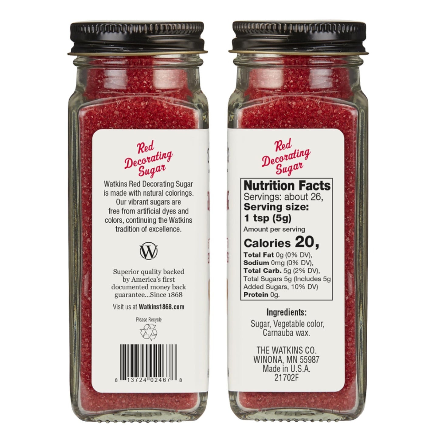 Watkins Red Decorating Sugar, 4.7 Ounce Jar, 3-Pack