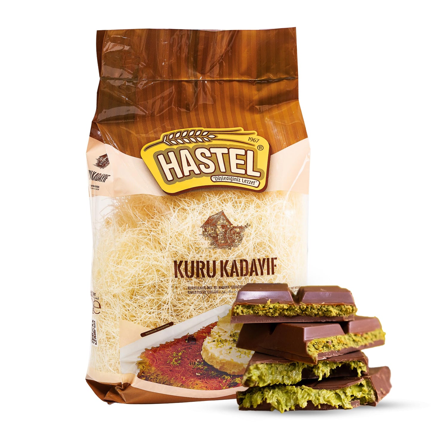 HASTEL Premium Dried Kataifi Shredded Fillo Dough 1.1 lb (500 gr) Perfect for Viral Dubai Chocolate Bar Pistachio Kunafa Knafeh 