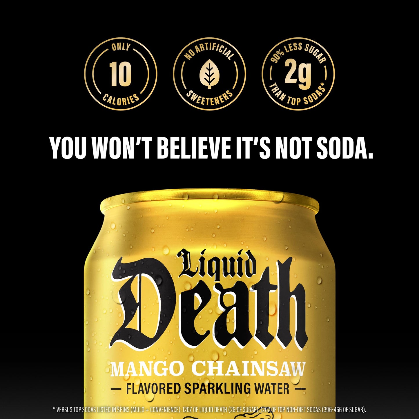 Liquid Death Mango Chainsaw Sparkling Water, 12-Pack (12oz Cans), Low Sugar, No Artificial Sweeteners