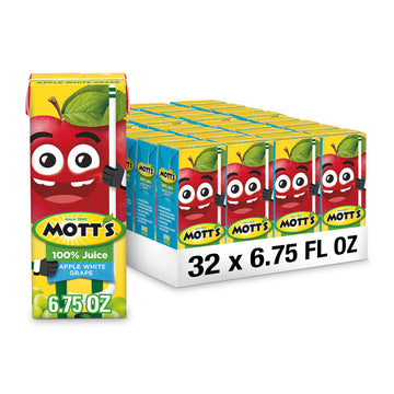 Motts Apple White Grape Juice, 6.75 fl oz Boxes, Pack of 32