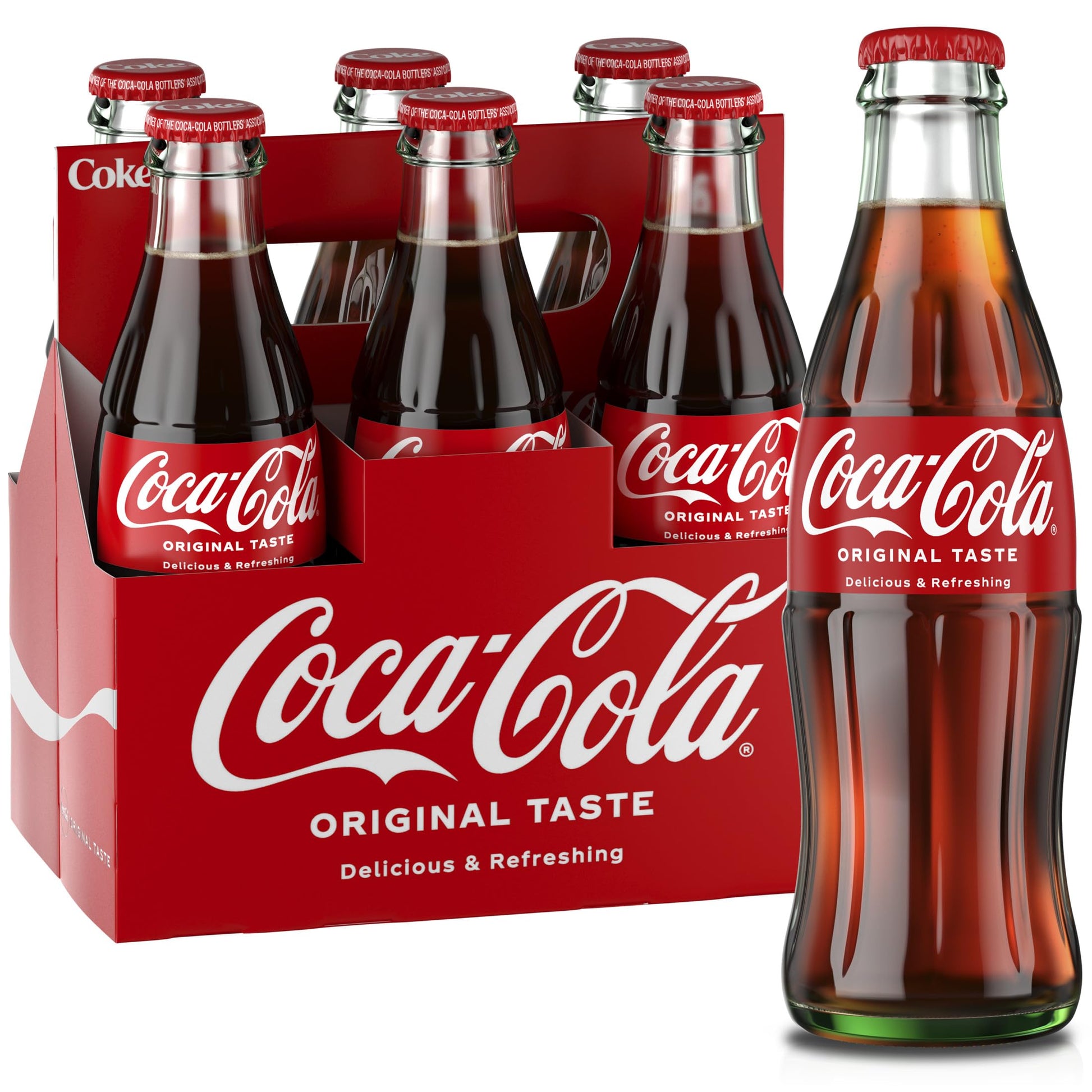 Coca-Cola Glass Bottle 8 fl oz 6 Pack - Caramel, Model 049000018349, Glass