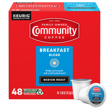 Community Coffee Breakfast Blend Medium Roast Single-Serve Keurig K-Cup Pods 48 Count (Pack Of 1)
