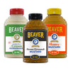 BEAVER Condiment Variety Pack - Hot Cream Horseradish, Stone Ground Mustard, Honey Mustard - Pack of 3