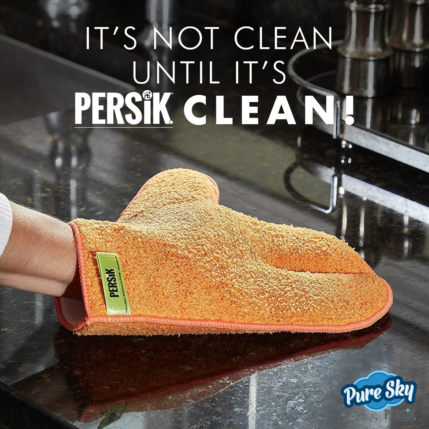 Persik Pure-Sky Microfiber Glove Dusting Mitt - Ultra Microfiber Cleaning Cloth Glove - Just Add Water No Detergents Needed - Us