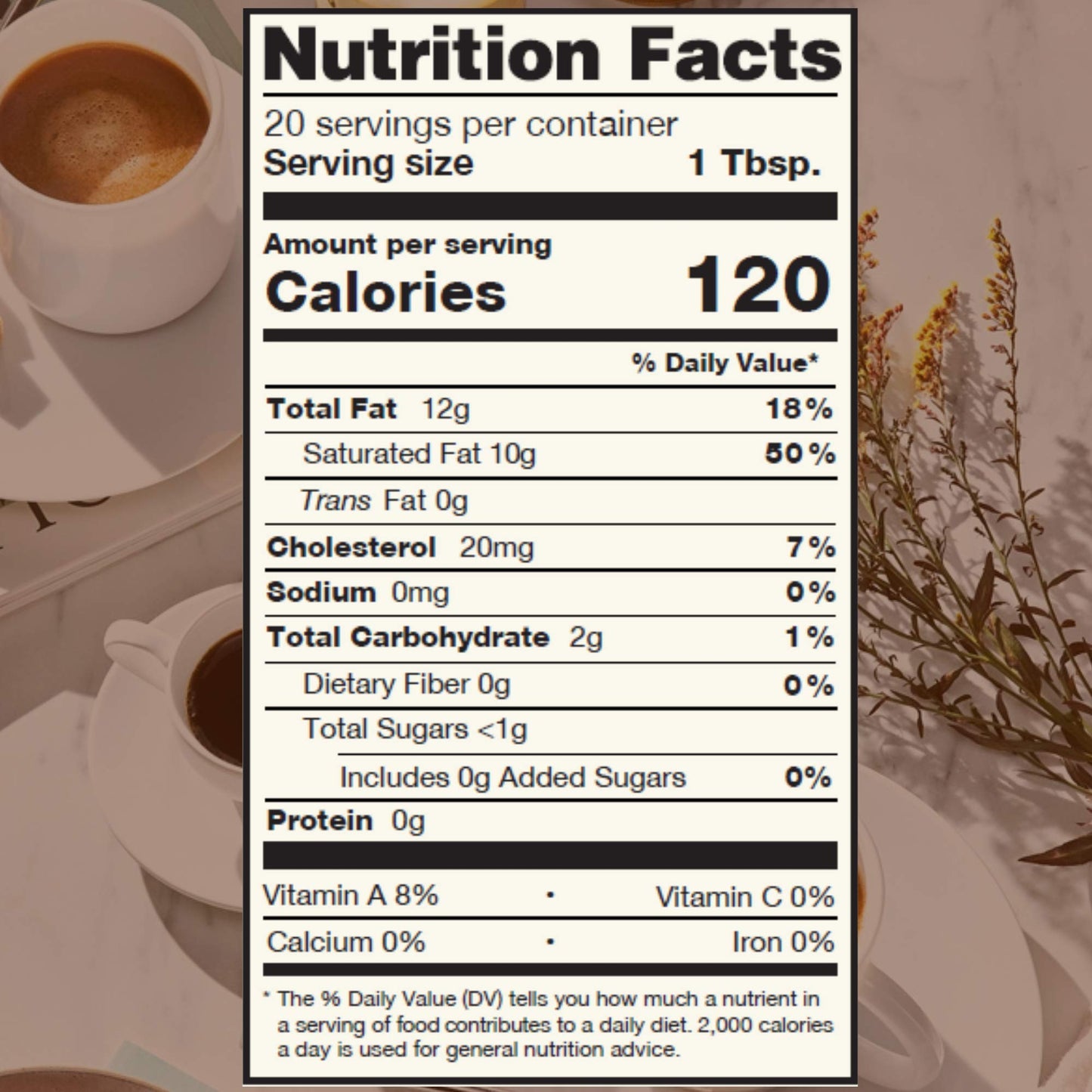 Coffee Booster Mocha Coffee Creamer, Organic Coconut Oil & Grass Fed Ghee, 15 oz Jar, 30 Servings