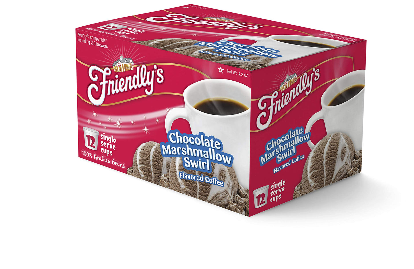 Friendlys Flavored Ice Cream Coffee Pods, For Single Serve Malt-Inspired (Chocolate Marshmallow Swirl, 12 Count)