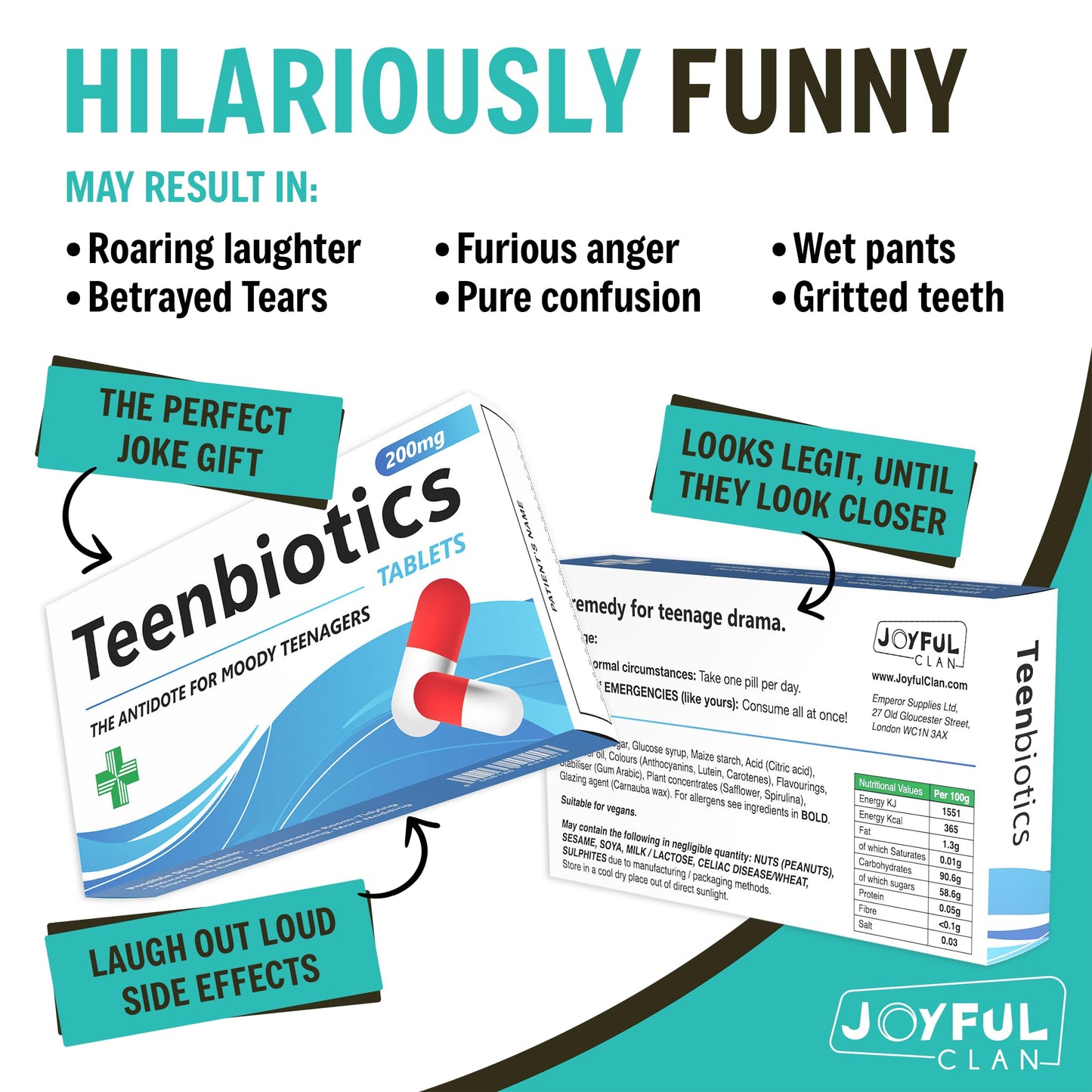 Teenbiotics Candy Joke Pill Box, Funny 13Th Birthday Gift For Girls, Teen Boy Gifts 13Th 14Th 15Th - Official Teenager Present, Tween Gift, Christmas Stocking Filler, White Elephant, Secret Santa